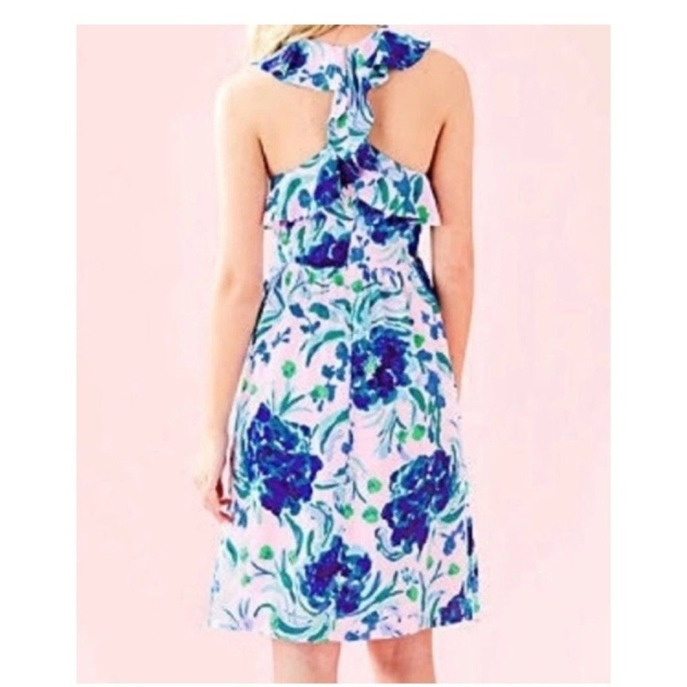 Lilly Pulitzer Rory Dress Pink Tropics Sweet Pea Satin Racerback Size 10